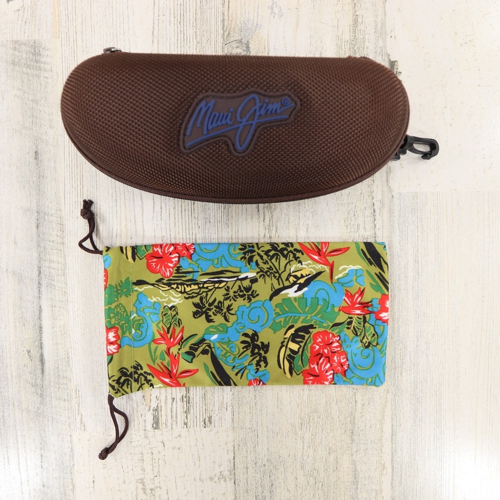 Maui Jim Zippered Brown Clamshell Sport Sunglasses Case with Microfiber Pouch